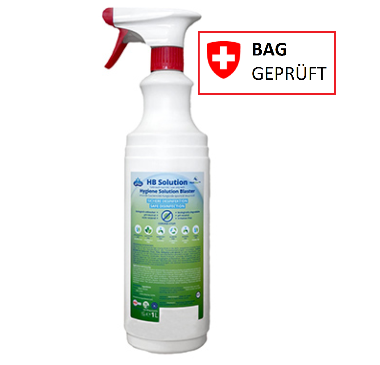 1 Liter HB Solution - Desinfektion auf Wasserbasis, aktiv gegen Covid-19-Virus